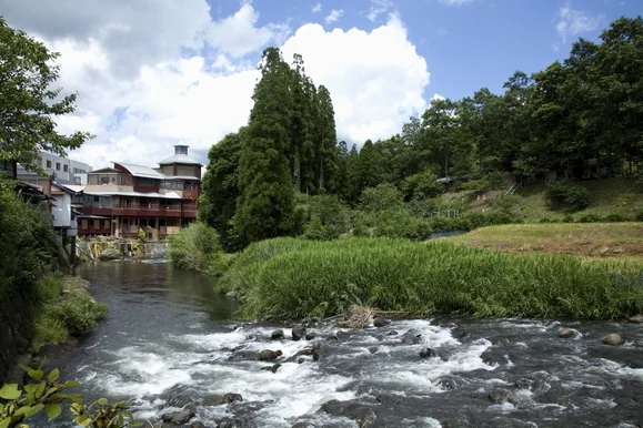 長湯温泉の川辺